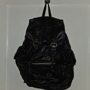 Stylish Black Leather Backpack